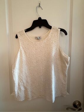 Laura Ashley Cream Lace Sleeveless Tank Top